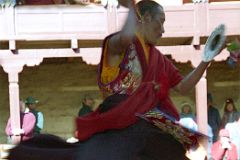 26 Tengboche Gompa 1997 Mani Rimdu Rehearsal Monk Twirls While Hitting Cymbals
